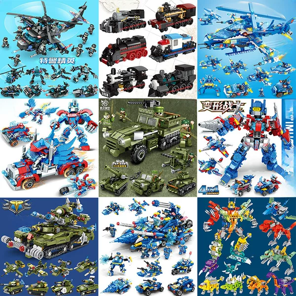 Hot-Selling Cross-Border Wholesale Assembled Small Building Blocks, Campus Surroundings, City Fire Robots, Children's Educational Toys, Gifts