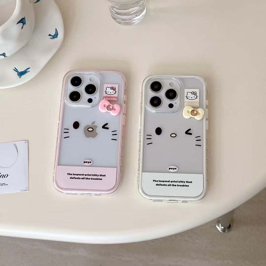 Ins Girl Heart Simple KT Cat Emoji Adecuado para Apple 16ProMax Funda para teléfono móvil 15Pro Mujer 14/13 Nuevo 16P