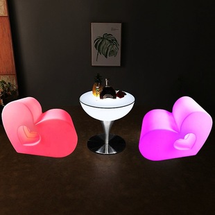 Led Heart Stool Outdoor Activity Luminous Chair Cocktail Party Creative Luminous Furniture Square Stool Charging Colorful Luminous Stool