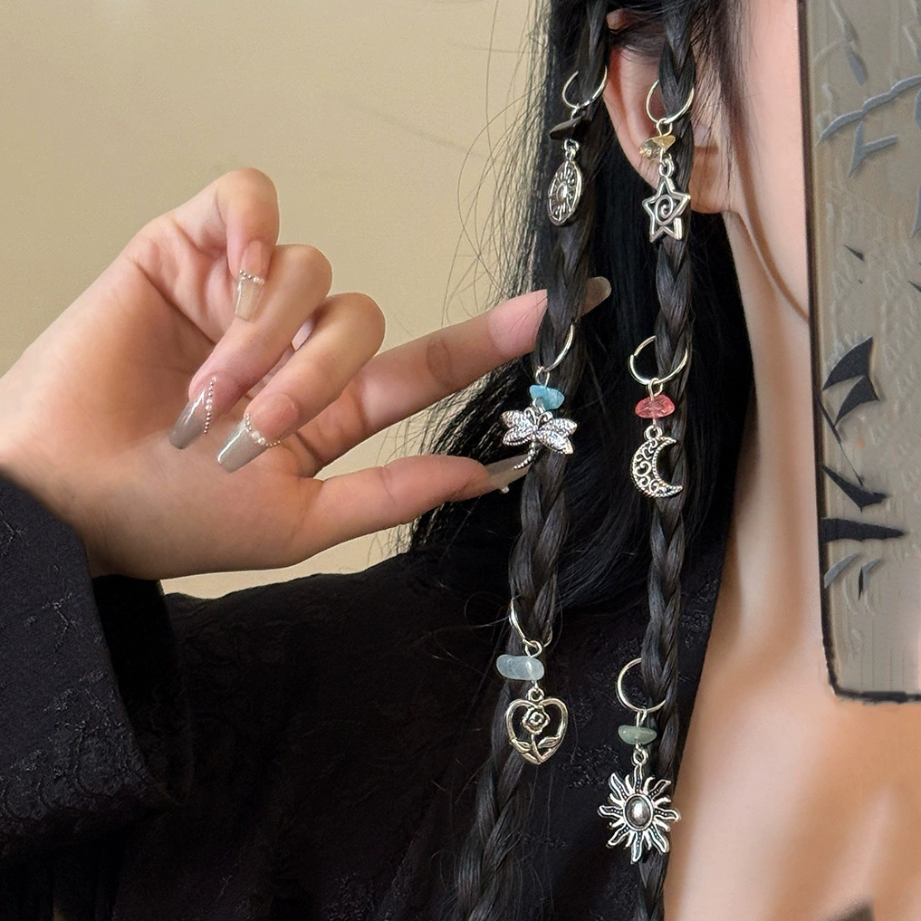 Европейские и американские трансграничные персонализированные модные тенденции, подвесные аксессуары для волос, простые подвески в виде монет в виде листьев, плетеные аксессуары для волос с дредами