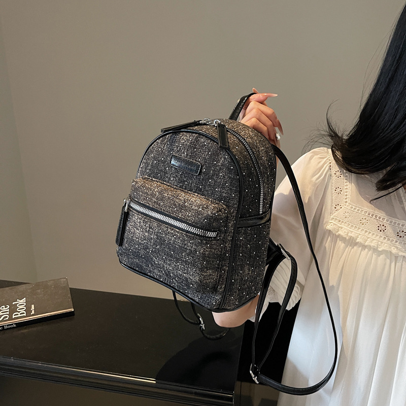 retro denim capacious universal fresh high quality backpack