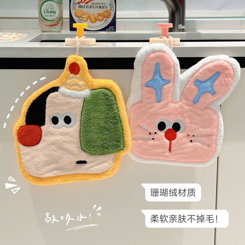 卡通动物擦手巾厨房透气易干防臭擦手帕儿童洗手柔软亲肤吸水毛巾|undefined