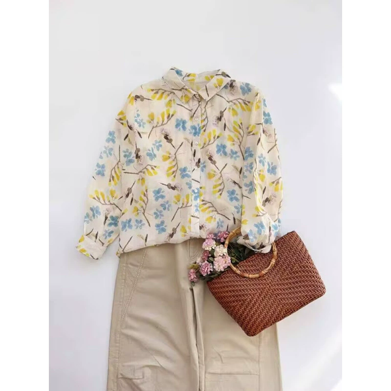 Китайская цветочная рубашка в стиле