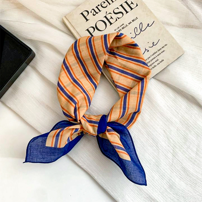 Bufanda de seda, pañuelo cuadrado, algodón, pañuelo decorativo literario de estilo coreano de alta gama, bufanda, chal pequeño, turbante, diadema, accesorios para el cabello