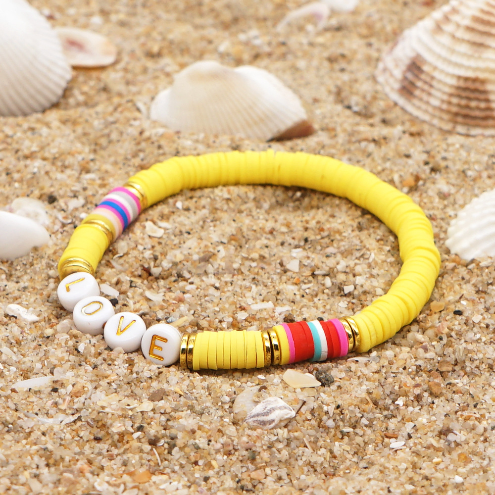 Bohemian Love Letter Color Soft Ceramic Bead Bracelet Men And Women Jewelry display picture 8