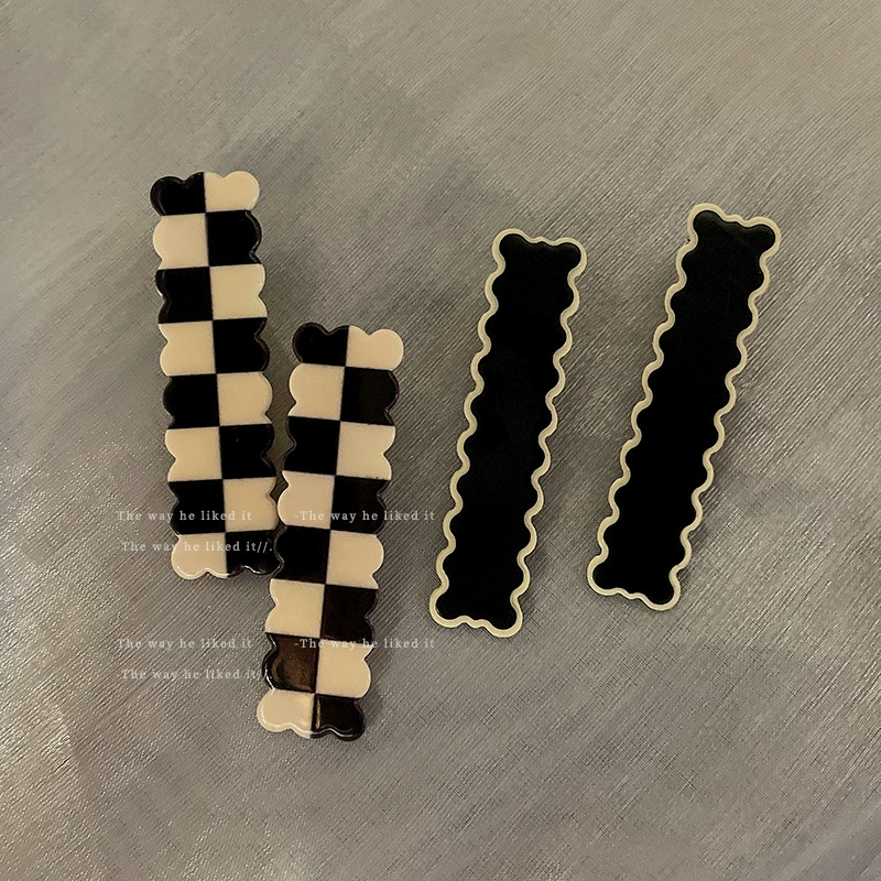 Зажимы для волос коллекция Checkerboard — стильные черно-белые зажимы для чёлки, маленькие декоративные булавки