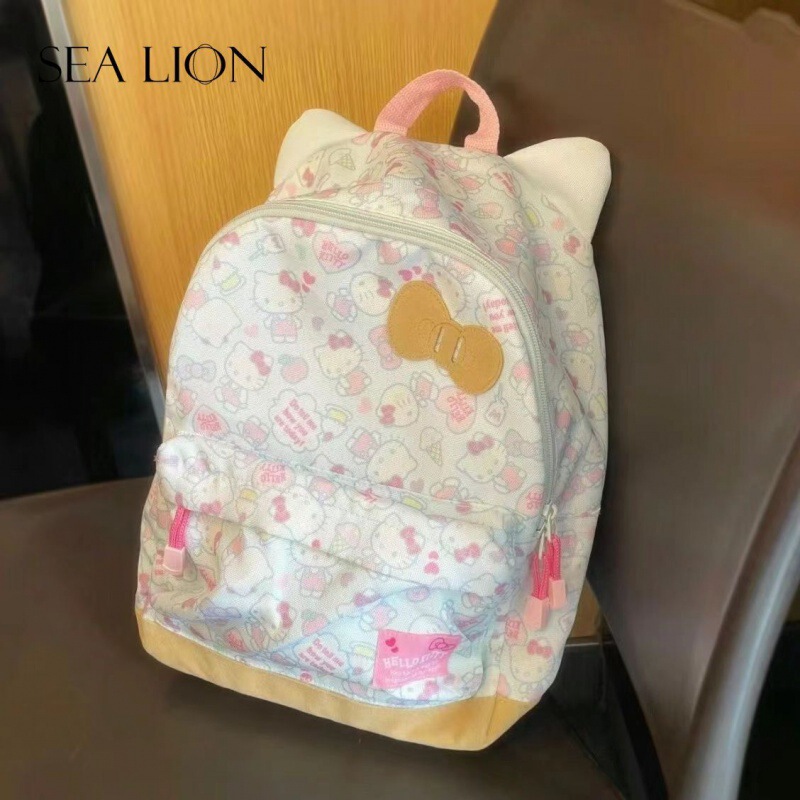 Japanese Style Hello Kitty Sweet and Cute Bow Cute Cat Ears Large Capacity Backpack