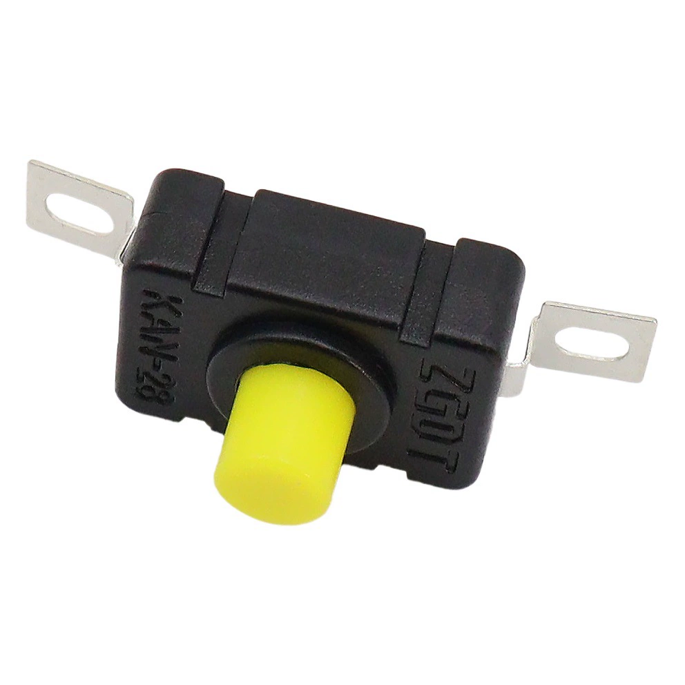 Кнопочный переключатель лампы фонарика с самоблокирующейся квадратной желтой кнопкой с отверстием, 2-контактный ключевой переключатель серии KAN