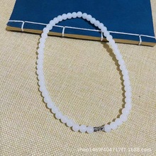 高品质金丝玉圆珠8#仿汉白玉项链展会珠宝店电商直播福利项链玉器
