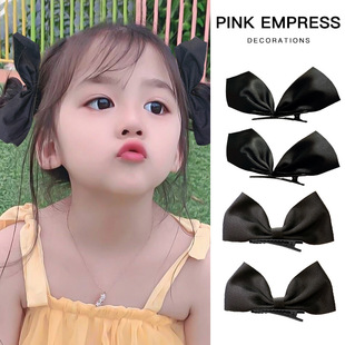 Children's Hairpin Female Black Rabbit Ears Bow Girl Headwear Baby Clip Hairpin Little Girl Hair Accessories Pair Clip