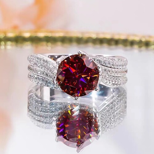 Live broadcast new hot selling 3 carat pigeon egg III love zircon three row full diamond line ring