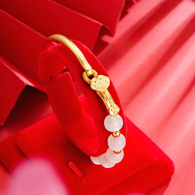 Vietnam arena oro Ruyi media pulsera vintage estilo nacional imitación Hetian Jade suerte cuentas pulsera en línea popular estilo antiguo Fuente de la fábrica