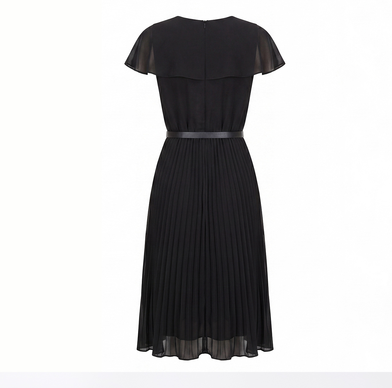 Đầm maxi nữ thắt eo chất liệu chiffon phối lá sen xếp ly — màu đen chi tiết 22