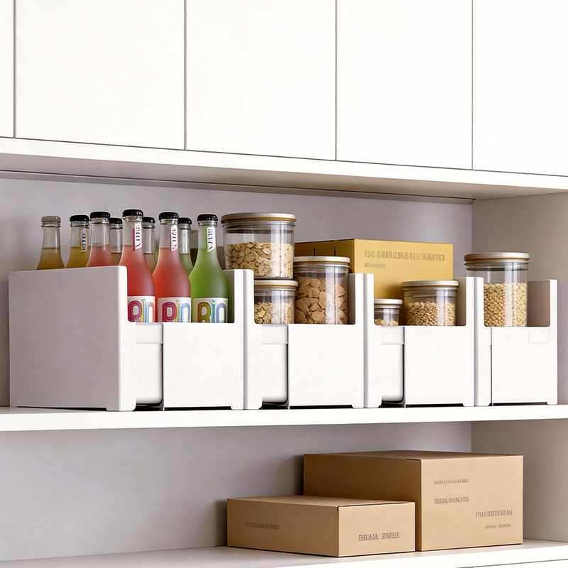 Expandable Storage Box with Visible Compartments for Kitchen Snacks, Drawer-Style Divider for Deep Cabinets, Right-Angle Storage Box Expandable Storage Box with Visible Compartments for Kitchen Snacks, Drawer-Style Divider for Deep Cabinets, Right-Angle Storage Box