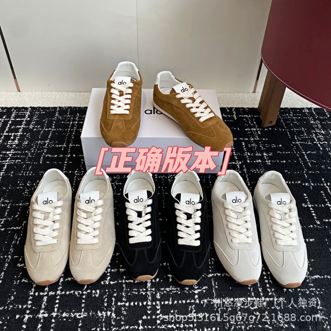 Alo cuero retrógrado zapatos de entrenamiento alemán para mujeres 2026 primavera y otoño nuevos zapatos casuales planos con cordones transpirables zapatos deportivos de pareja