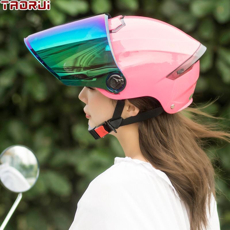 Summer electric vehicle dual-mirror sun protection safety helmet for men and women, 3C anti-UV half helmet, breathable motorcycle riding safety helmet