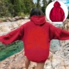 Red falling shoulder sleeve 1