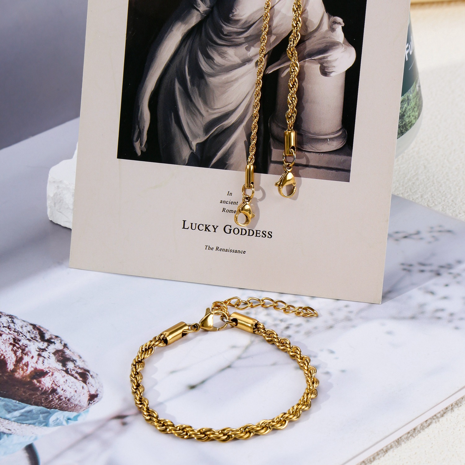304 Stainless Steel Material Real Gold Plated 18K Gold Solid Color 316 Stainless Steel  Hip-Hop Retro Waterproof Non Tarnish 316 Stainless Steel  Bracelets
