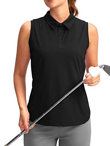 New Women's Sleeveless Golf Shirt with Button-Down Collar Polo Shirt Quick-Drying Golf Tennis Vest