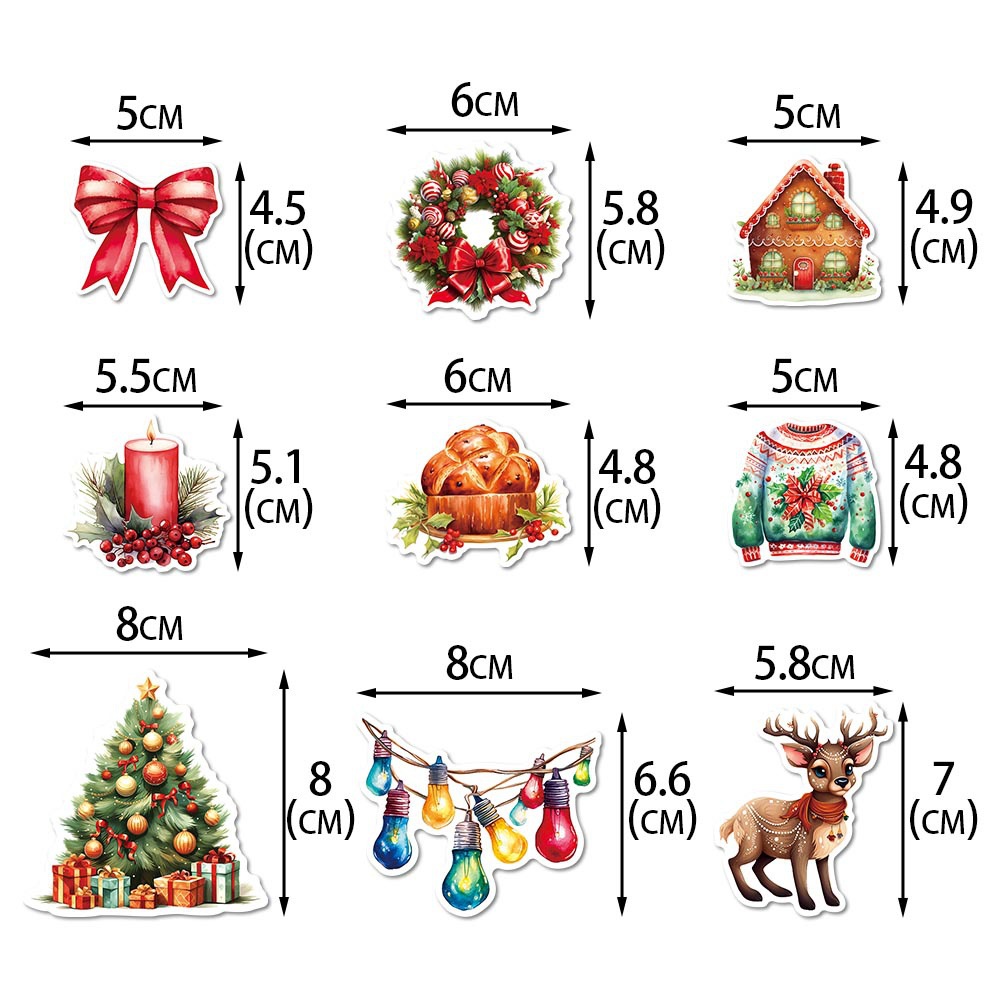 Nuevas pegatinas de decoración de fiesta de Navidad 50 pegatinas de Navidad pegatinas de dibujos animados taza de agua pegatinas sobre parche