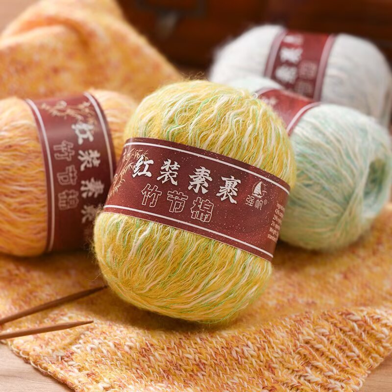 Bamboo Mohair Alpaca Wool Medium-Fine Cotton Yarn Chanel-Style Colorful Velvet Fancy Yarn for Hand-Knitted Scarves and Fluffy Yarn Bamboo Mohair Alpaca Wool Medium-Fine Cotton Yarn Chanel-Style Colorful Velvet Fancy Yarn for Hand-Knitted Scarves and Fluffy Yarn
