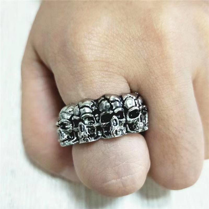 Retro Skull Alloy Plating Unisex Rings 1 Piece display picture 5