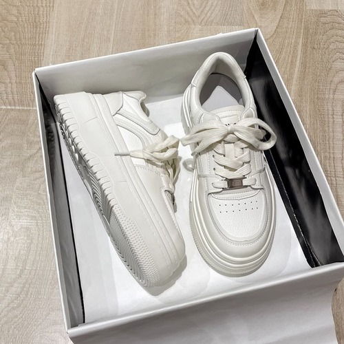 2025 Genuine Leather Thin Heel Thick Sole Women's Versatile Casual Sports Retro Skate Shoes