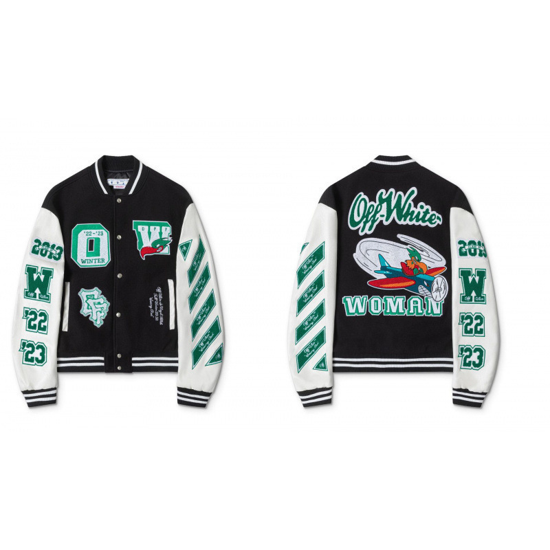 2026 Cross-Border Foreign Trade Spring and Autumn New Style Offw Patchwork Crocodile Letter Pattern Baseball Jacket for Men and Women 2026 Cross-Border Foreign Trade Spring and Autumn New Style Offw Patchwork Crocodile Letter Pattern Baseball Jacket for Men and Women