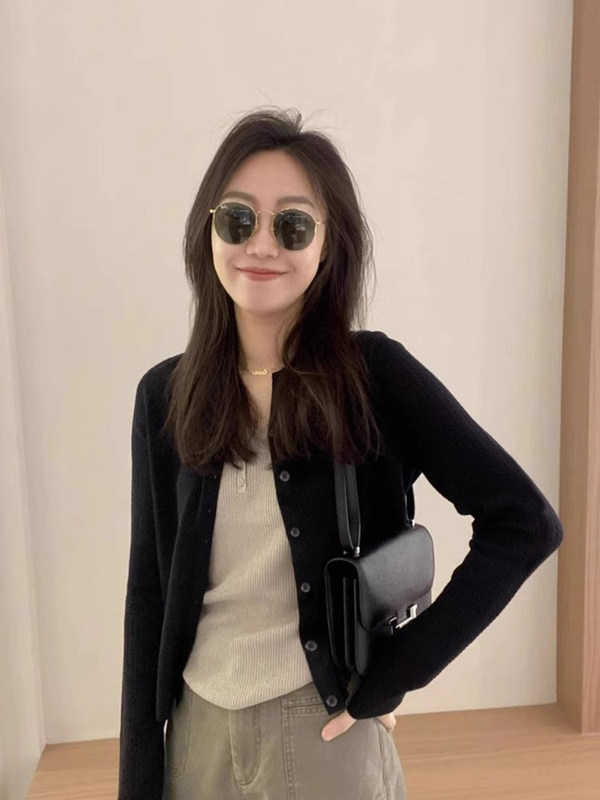 New Style Super Nice and Unique Sun Protection Top, Black Thin Ice Silk Knitted Cardigan for Women to Wear in Early Autumn