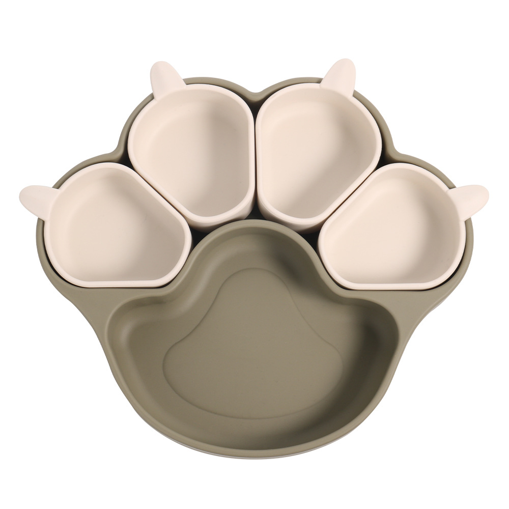 Army green dinner plate + 4 small plates