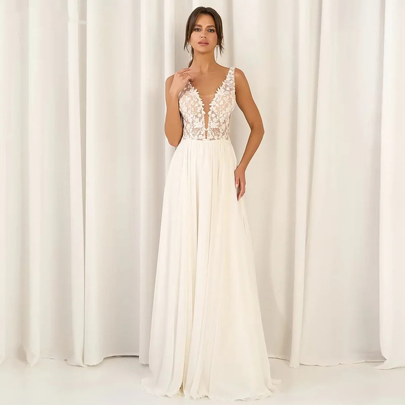 AliExpress V-neck light wedding dress, simple backless design, elegant and slim-fitting, foreign trade cross-border engagement evening dress, lightweight for going out AliExpress V-neck light wedding dress, simple backless design, elegant and slim-fitting, foreign trade cross-border engagement evening dress, lightweight for going out