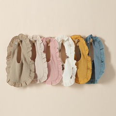 Baby saliva towel baby bib pure cotton gauze absorbent bib U-shaped newborn child lace little girl four seasons