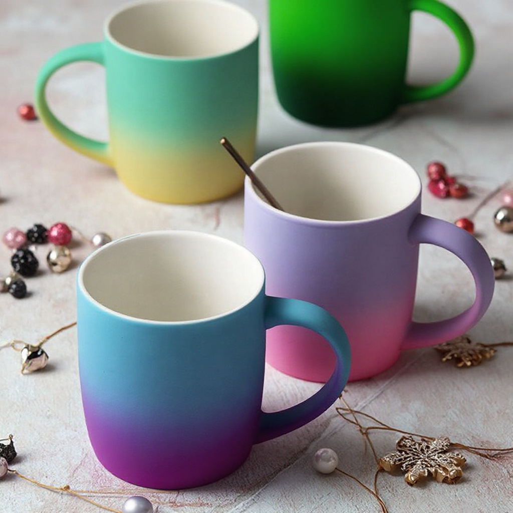 Taza de sueño degradado de esmalte en aerosol Taza de café creativa Regalo publicitario Taza de marca de cerámica Impresión personalizada de LOGOTIPO Grabado