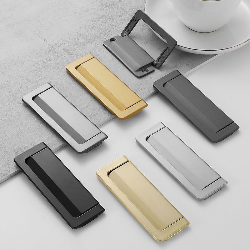 移門抽屜床頭櫃暗扣平拉手隱形櫥櫃門把手明裝簡約免打孔暗拉手