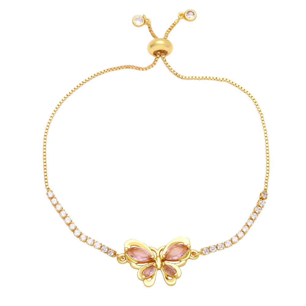 Fashion Simple Butterfly Bracelet Copper 18K Goldplated Inlaid Zircon Braceletpicture5