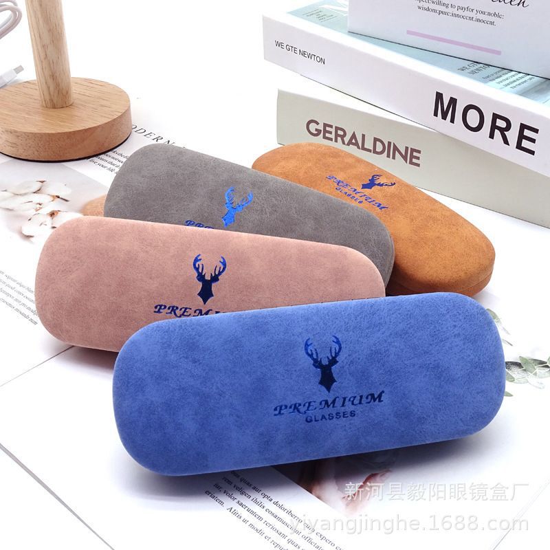 Factory Direct Supply Iron Box Antlers Velvet Glasses Case New Fashion Mirror Case Spring Opening and Closing Student Cartoon Linen