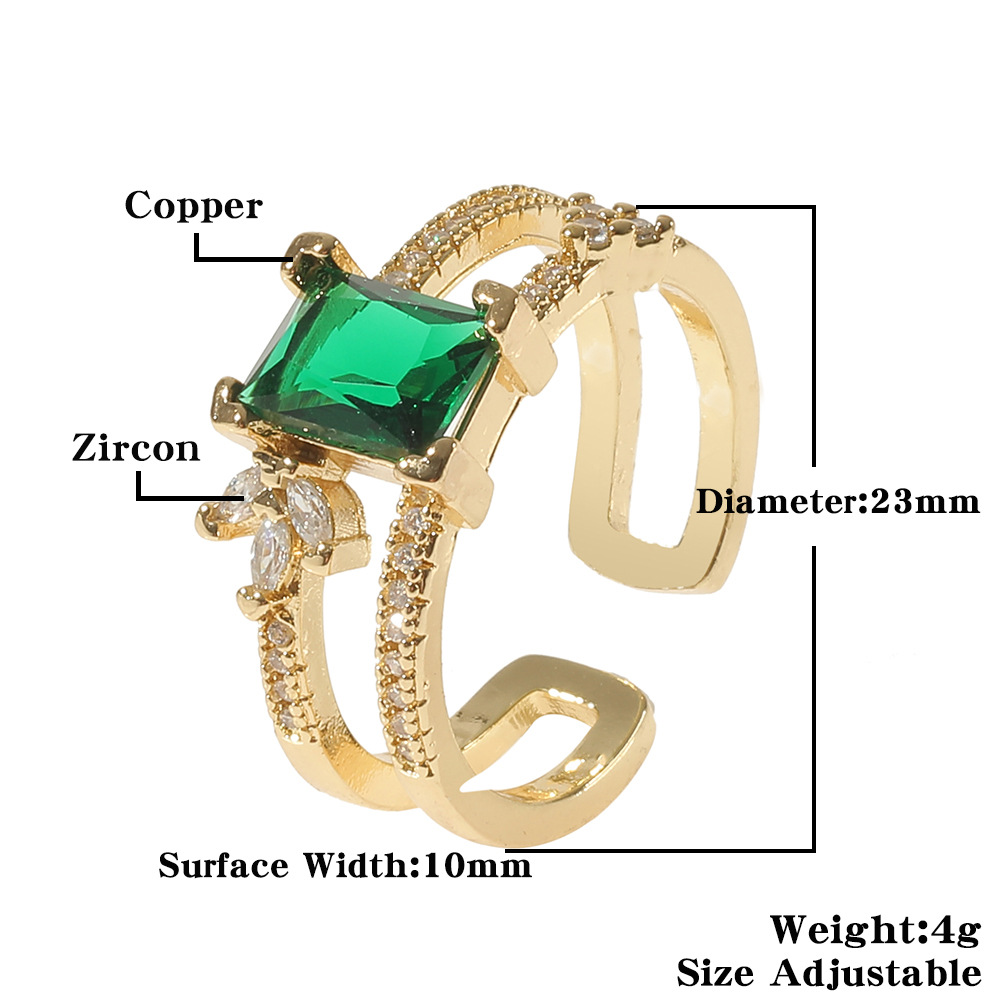 Womenu0027s Rings Classic Green Zircon Open Copper Tail Rings