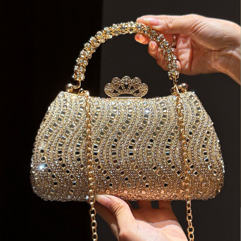 2025 New Foreign Trade Cross-Border Diamond-Encrusted Dinner Bag Banquet Bag Dress Wedding Banquet Crossbody Bag Fashionable Evening Bag Socialite 2025 New Foreign Trade Cross-Border Diamond-Encrusted Dinner Bag Banquet Bag Dress Wedding Banquet Crossbody Bag Fashionable Evening Bag Socialite