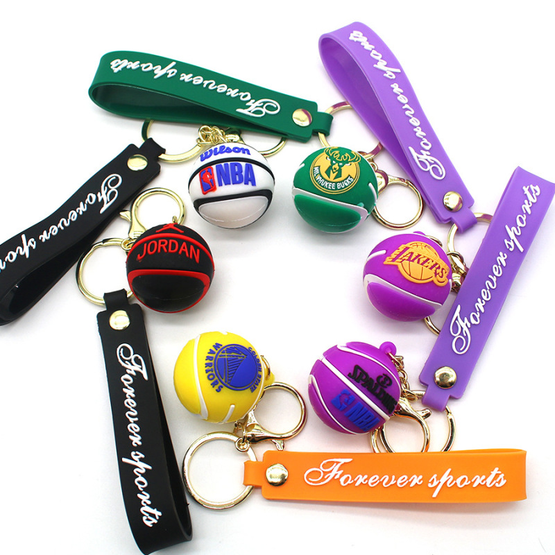 Cross-border NBA Lakers Bucks Warriors Clippers Nets Green Army Basketball Keychain Basketball Souvenir Pendant