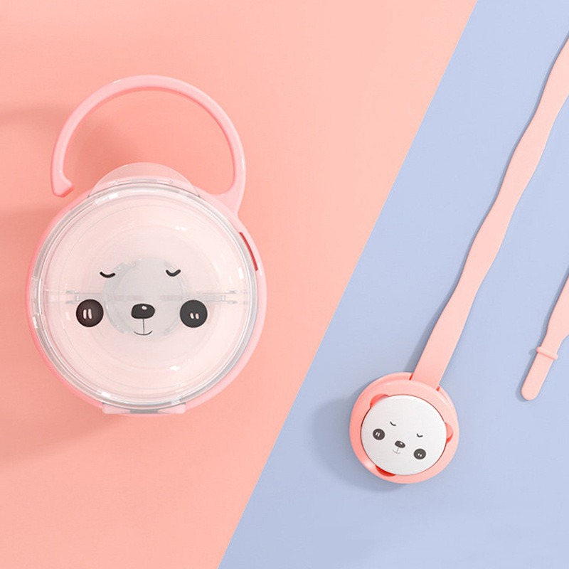 Cadena para chupete con diseño de panda, caja de almacenamiento para chupete, caja transparente a prueba de polvo para chupete de bebé, 2 opciones disponibles