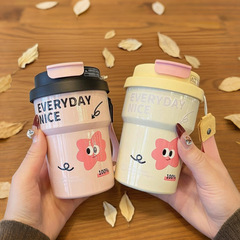 高品質のコーヒーサーマルカップ、女の子向けの高品質のダブルドリンクコーヒーカップ、316Lステンレス鋼のストローカップ、工場卸売