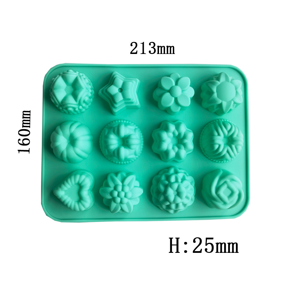 12 flores 419 pastel de chocolate molde de silicona molde de jalea torta molde de pan herramientas de horneado