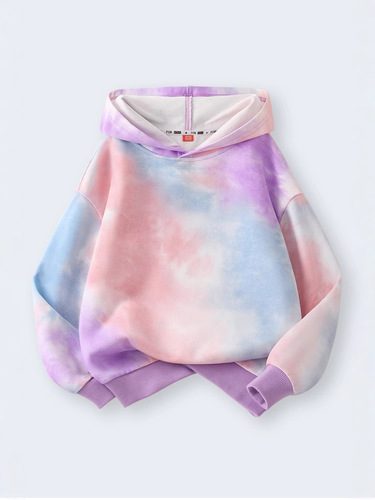 Spring and Autumn Collection New Tie-Dye Hooded Sweatshirt for Both Boys and Girls, Hooded, Hong Kong Style, Quality Loose Fit Large Size Camouflage Casual Top