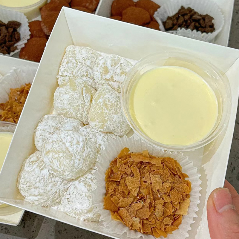 网红糯叽叽麻薯包装盒麻糍盒子芋泥丸子带盖一次性打包盒子摆地摊