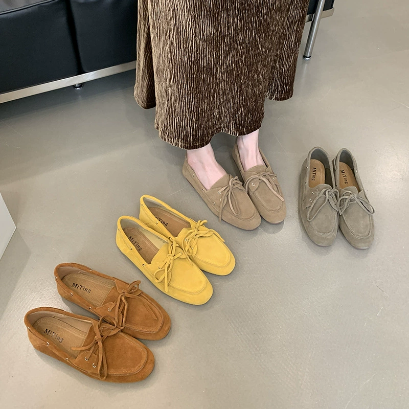 Mi Ting 2024 весна новая матовая кожа с мягким дном ботинок с бантом Lefu, дикий ретро-стиль