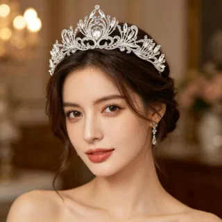 高端皇冠头饰公主女孩轻奢水晶王冠生日礼物新娘婚礼配饰舞会发饰