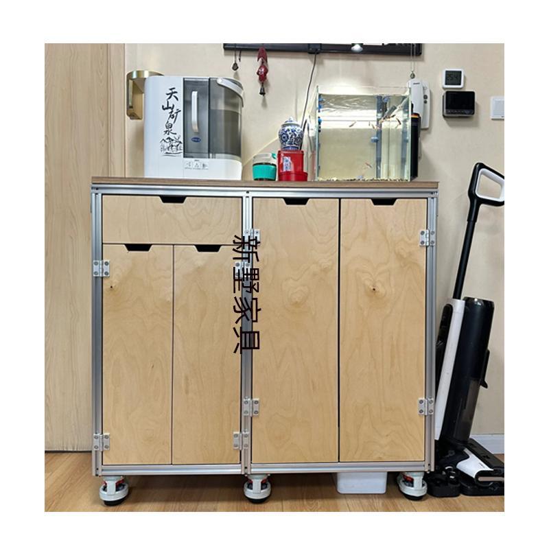 简约铝型材海洋板鞋柜落地多层餐边柜茶水柜酒柜收纳柜厨房储物柜
