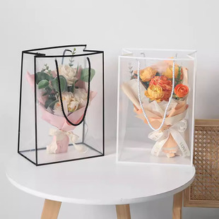 Mother's Day Flower Transparent Handbag Window Bouquet Packaging Bag Flower Shop Gift Bag Simple Hand-Held Gift Bag