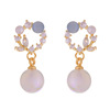 Earrings, zirconium from pearl, french style, light luxury style, cat's eye, high-quality style, bright catchy style