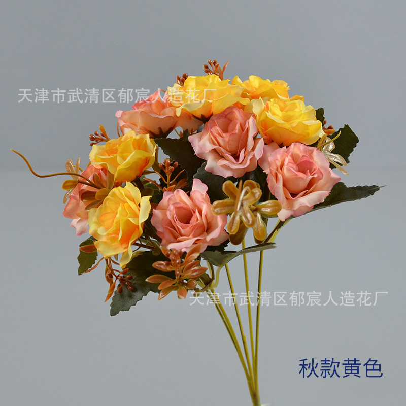 22 rosas de diamante paquete de otoño primavera corona floral centro comercial vitrinas para colocar sala de estar comedor decoración